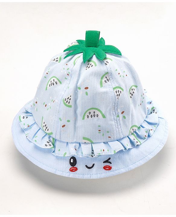 Babyhug Cotton Bucket Hats Watermelon Printed Blue - Diameter 15.5 cm