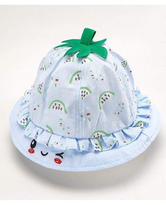 Babyhug Cotton Bucket Hats Watermelon Printed Blue - Diameter 15.5 cm