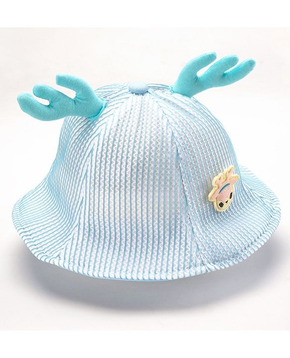 Babyhug Cotton Bucket Hats Embroidered Blue - Diameter 16 cm