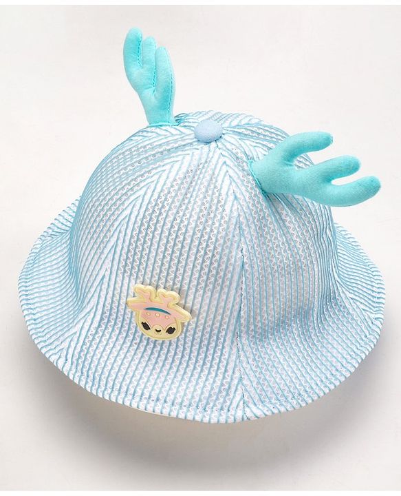 Babyhug Cotton Bucket Hats Embroidered Blue - Diameter 16 cm