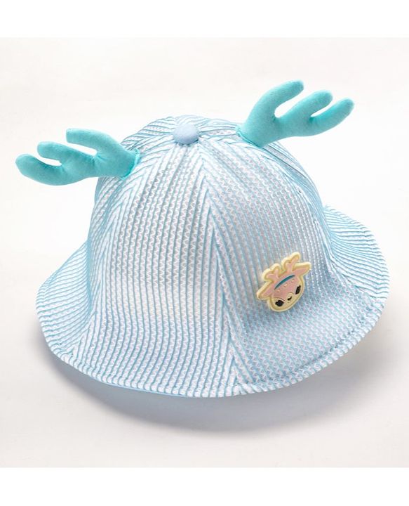 Babyhug Cotton Bucket Hats Embroidered Blue - Diameter 16 cm