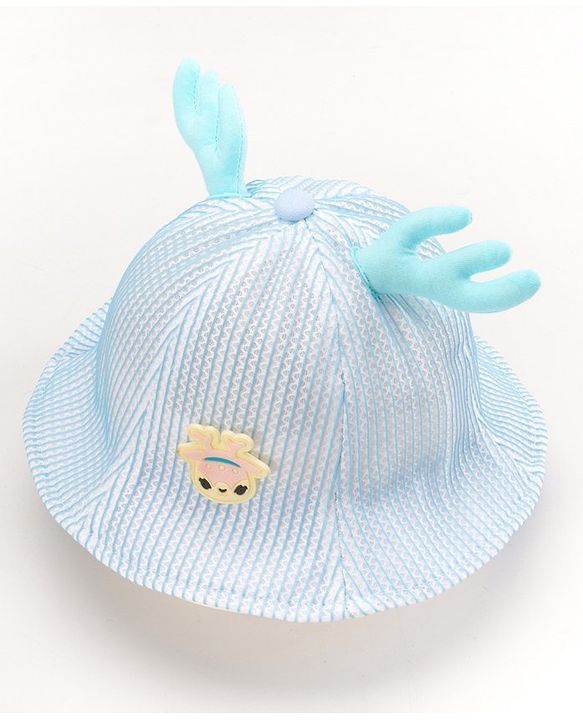 Babyhug Cotton Bucket Hats Embroidered Blue - Diameter 16 cm