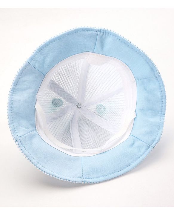 Babyhug Cotton Bucket Hats Embroidered Blue - Diameter 16 cm