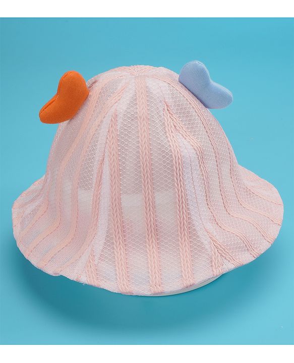 Babyhug Cotton Bucket Hats Rabbit Embroidered Pink - Diameter 16 cm