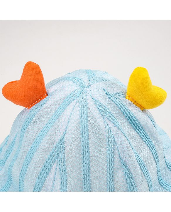 Babyhug Cotton Bucket Hats Rabbit Embroidered Blue - Diameter 16 cm