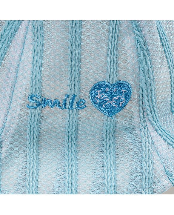 Babyhug Cotton Bucket Hats Rabbit Embroidered Blue - Diameter 16 cm