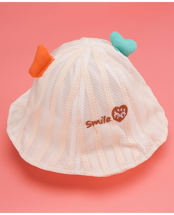 Babyhug Cotton Bucket Hats Rabbit Embroidered Blue - Diameter 16 cm