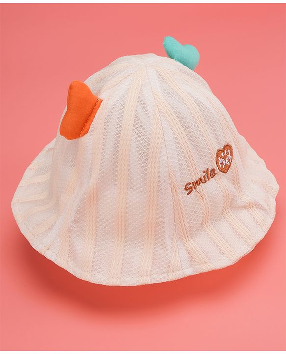 Babyhug Cotton Bucket Hats Rabbit Embroidered Blue - Diameter 16 cm
