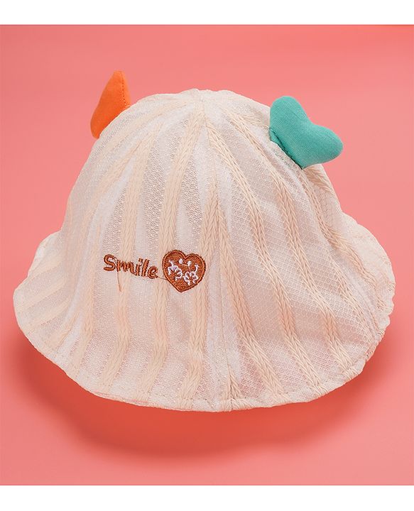 Babyhug Cotton Bucket Hats Rabbit Embroidered Blue - Diameter 16 cm