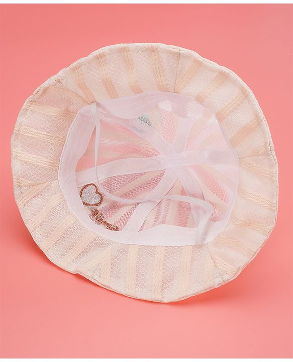 Babyhug Cotton Bucket Hats Rabbit Embroidered Blue - Diameter 16 cm