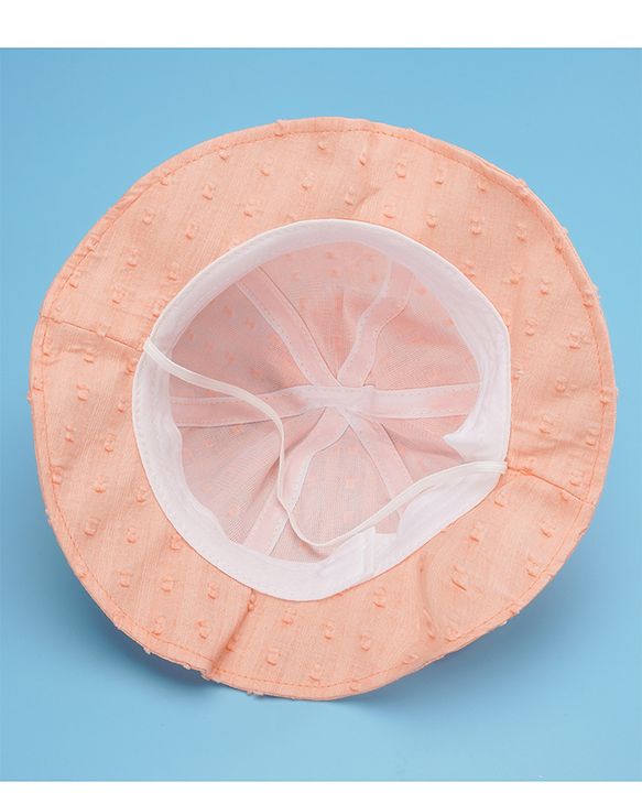 Babyhug Cotton Bucket Hats Embroidered Orange - Diameter 15.5 cm