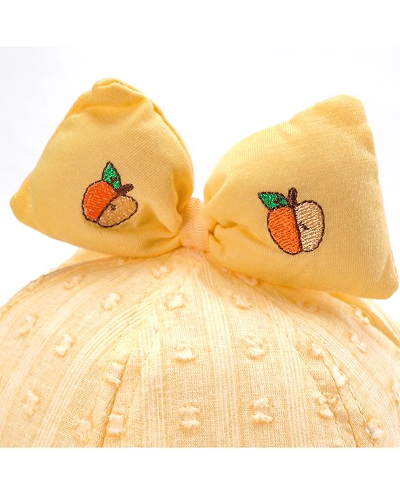 Babyhug Cotton Bucket Hats Embroidered Yellow - Diameter 15.5 cm