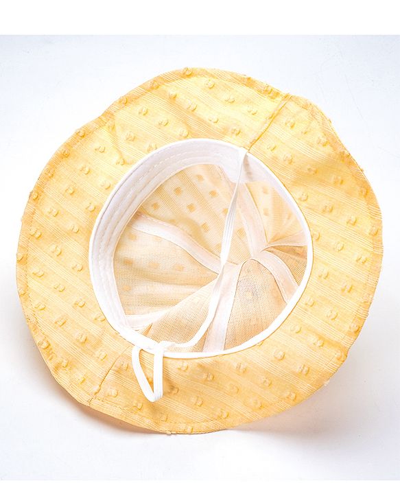 Babyhug Cotton Bucket Hats Embroidered Yellow - Diameter 15.5 cm