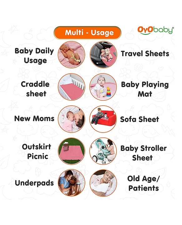 OYO Baby Dry sheet Waterproof Baby Bed Protector /Reusable mat/ Waterproof  Baby Dry Sheet/ Baby Mats/