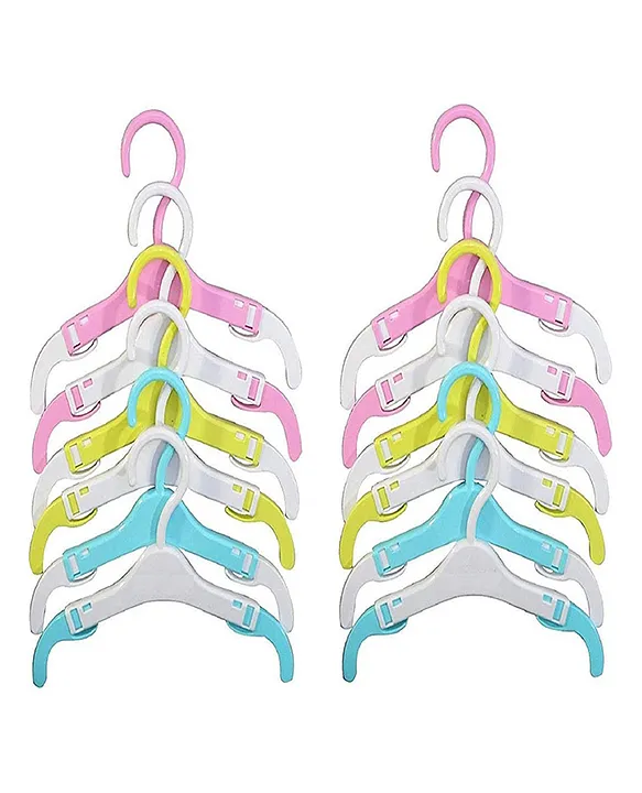 Baby Plastic Adjustable Clothes Hanger (Multicolour) - 6 Pcs