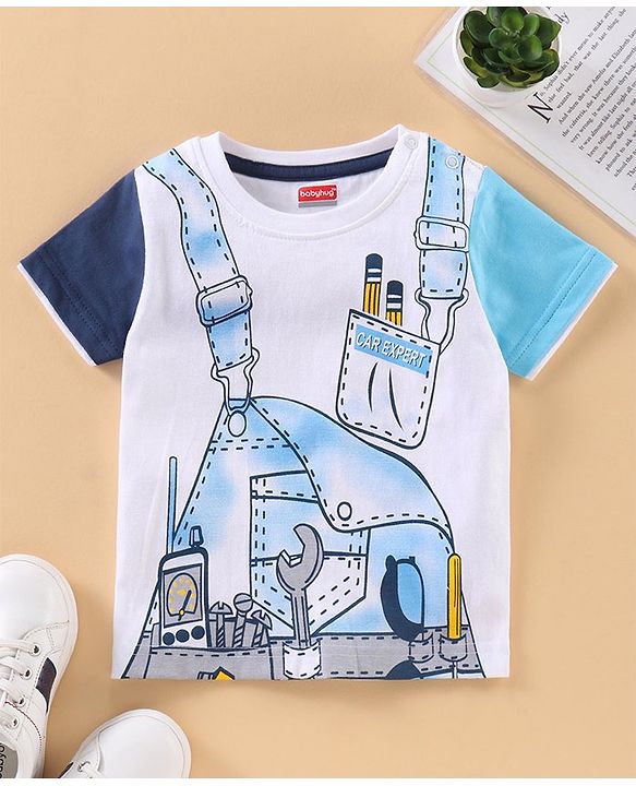 Babyhug Half Sleeves T-Shirt Tools Print - White