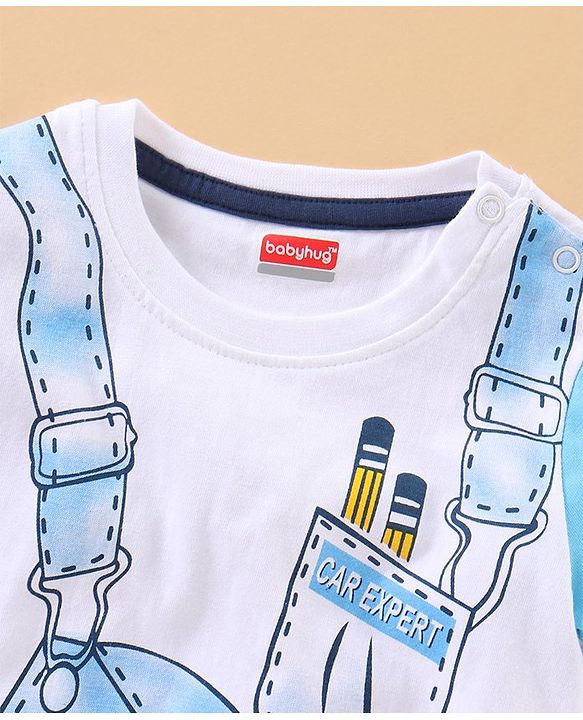 Babyhug Half Sleeves T-Shirt Tools Print - White