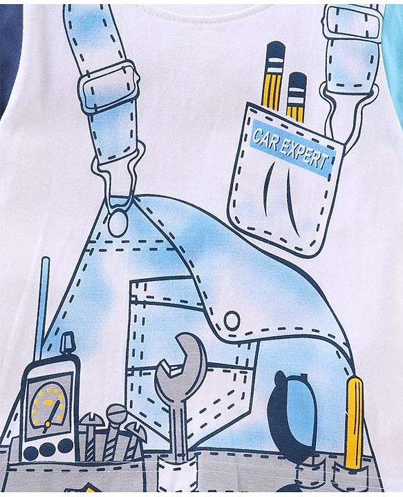 Babyhug Half Sleeves T-Shirt Tools Print - White