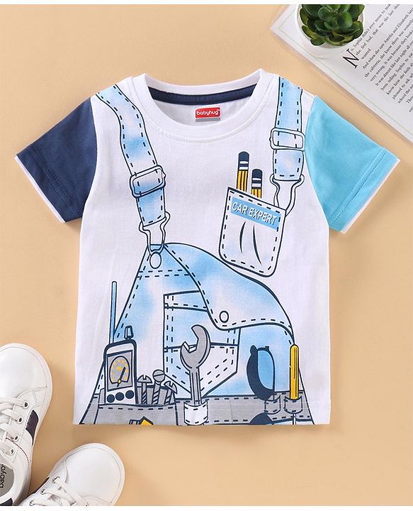 Babyhug Half Sleeves T-Shirt Tools Print - White