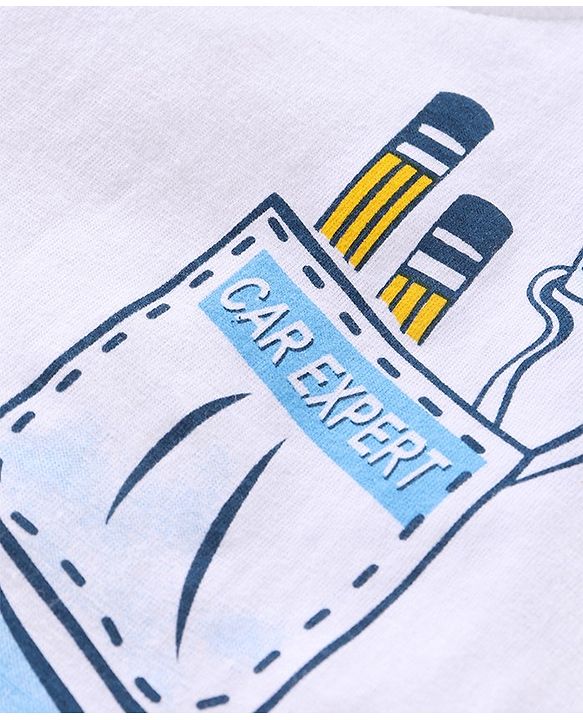 Babyhug Half Sleeves T-Shirt Tools Print - White