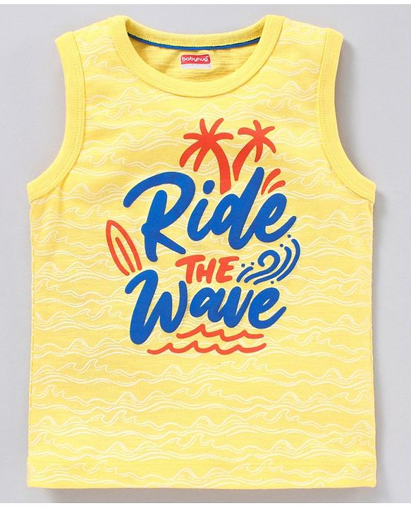 Babyhug Sleeveless Tee Text Print - Yellow
