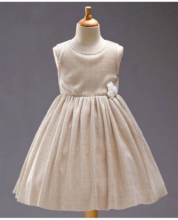 Babyhug Sleeveless Party Frock with Corsage - Pearly White