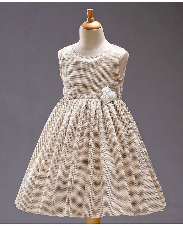 Babyhug Sleeveless Party Frock with Corsage - Pearly White