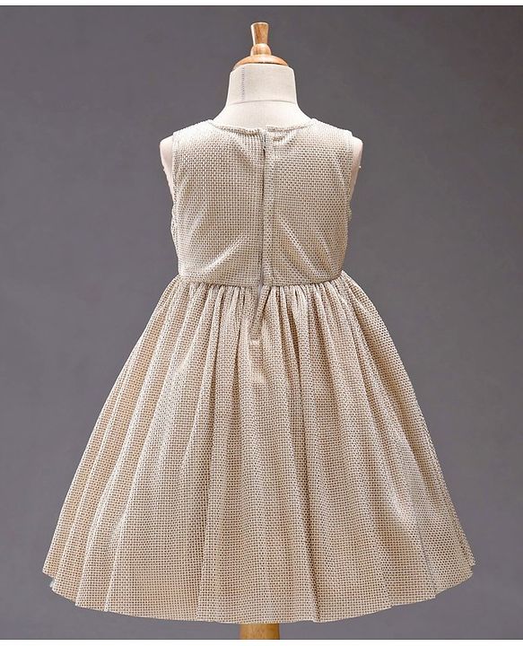 Babyhug Sleeveless Party Frock with Corsage - Pearly White