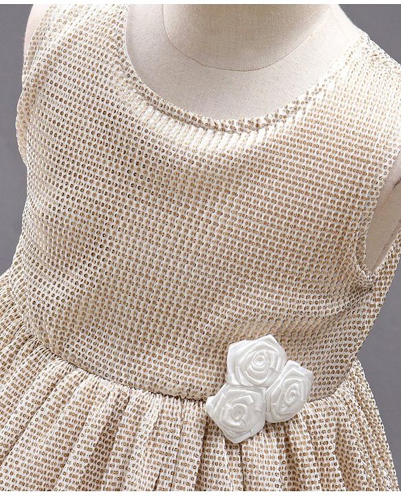 Babyhug Sleeveless Party Frock with Corsage - Pearly White