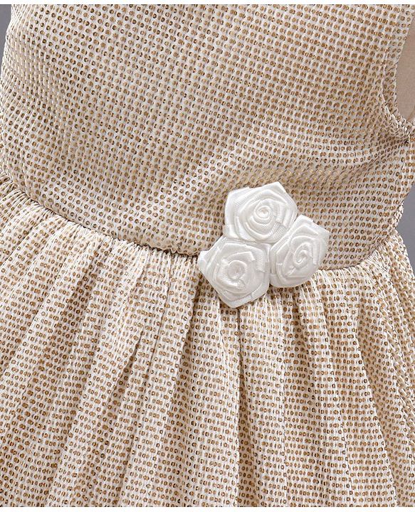 Babyhug Sleeveless Party Frock with Corsage - Pearly White