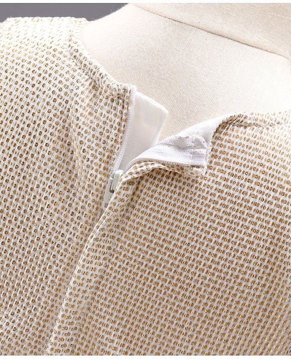 Babyhug Sleeveless Party Frock with Corsage - Pearly White