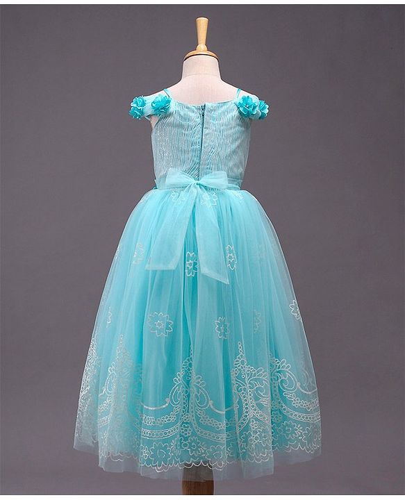 Babyhug Sleeveless Party Wear Gown with Corsage - Blue