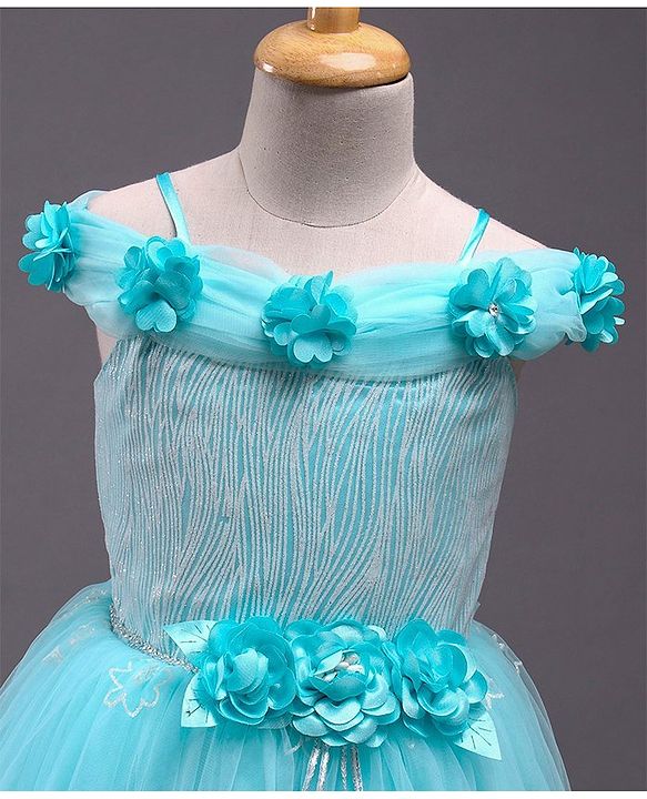 Babyhug Sleeveless Party Wear Gown with Corsage - Blue