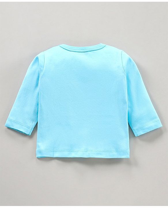 Babyhug 100% Cotton Full Sleeves Vests Penguin Print Pack of 3 - Aqua & Sky Blue White