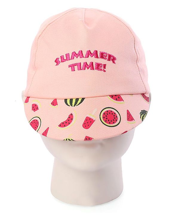 Babyhug Baby Summer Cap Summer Time Print Pink - Diameter 15 cm