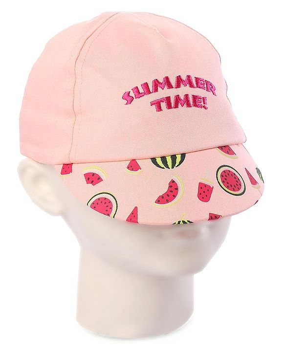 Babyhug Baby Summer Cap Summer Time Print Pink - Diameter 15 cm