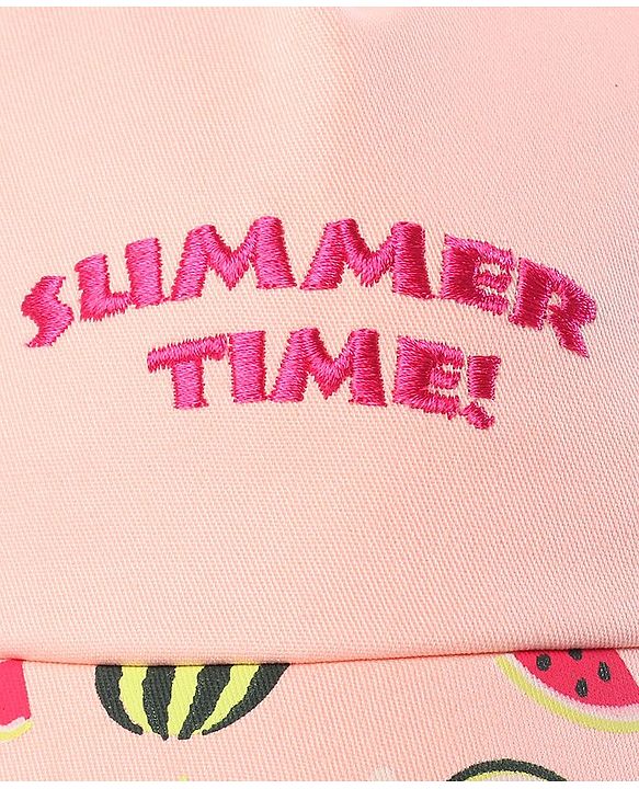 Babyhug Baby Summer Cap Summer Time Print Pink - Diameter 15 cm