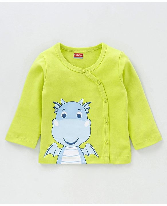 Babyhug 100% Cotton Full Sleeves Vests Striped and Printed Pack of 2 - Blue Green