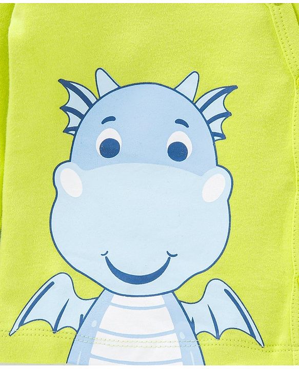 Babyhug 100% Cotton Full Sleeves Vests Striped and Printed Pack of 2 - Blue Green