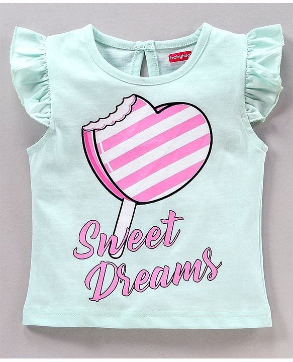 Babyhug Frill Sleeves Night Suit Text Print - Blue