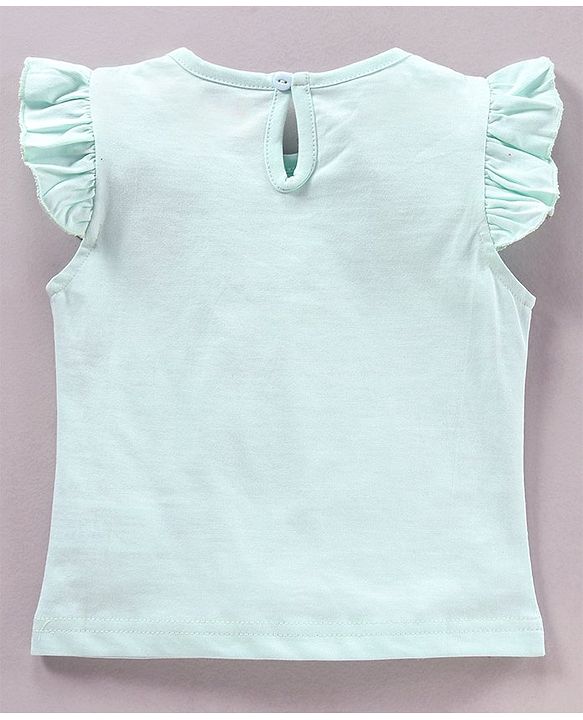 Babyhug Frill Sleeves Night Suit Text Print - Blue