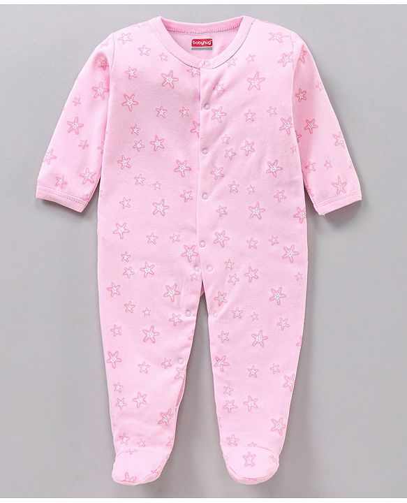 Babyhug Cotton Full Sleeves Sleepsuits Printed Pack of 3 - Pink Blue