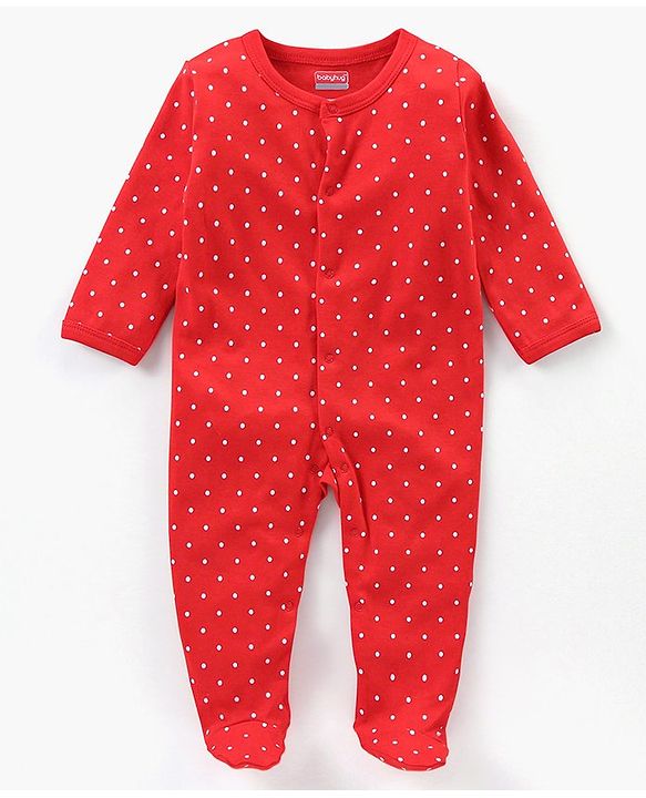 Babyhug Full Sleeves Footed Sleepsuits Strawberry Print Pack Of 3 - Red Pink