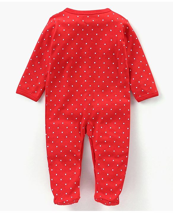 Babyhug Full Sleeves Footed Sleepsuits Strawberry Print Pack Of 3 - Red Pink