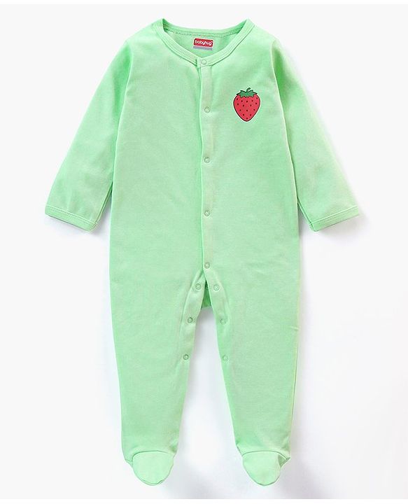 Babyhug Full Sleeves Footed Sleepsuits Strawberry Print Pack Of 3 - Red Pink