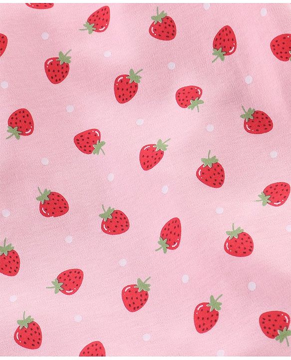 Babyhug Full Sleeves Footed Sleepsuits Strawberry Print Pack Of 3 - Red Pink