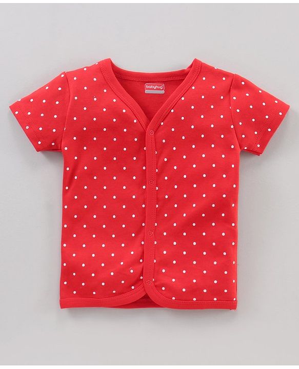 Babyhug Half Sleeves 100% Cotton Vests Dot And Strawberry Print Pack Of 3 - Red Pink Green