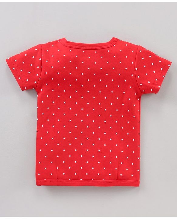 Babyhug Half Sleeves 100% Cotton Vests Dot And Strawberry Print Pack Of 3 - Red Pink Green