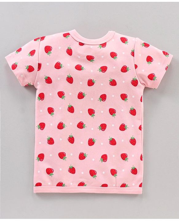 Babyhug Half Sleeves 100% Cotton Vests Dot And Strawberry Print Pack Of 3 - Red Pink Green