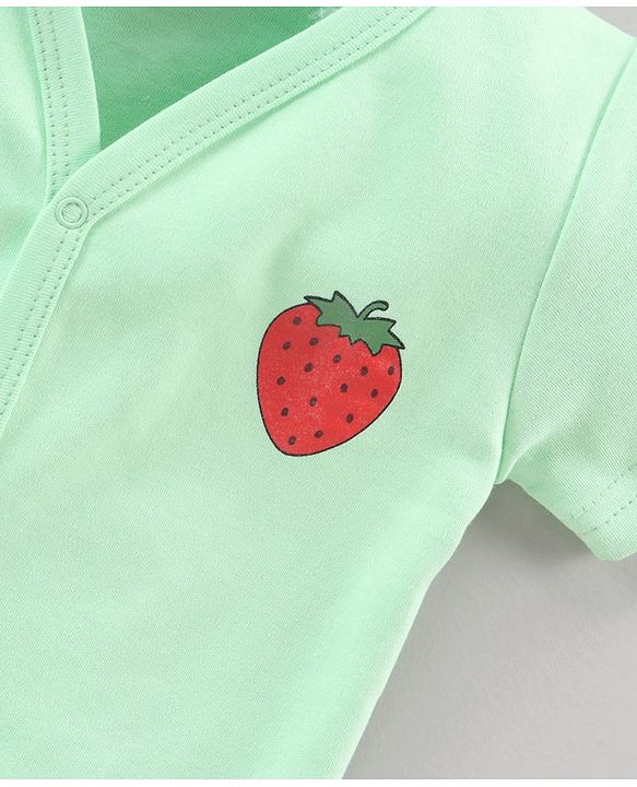 Babyhug Half Sleeves 100% Cotton Vests Dot And Strawberry Print Pack Of 3 - Red Pink Green